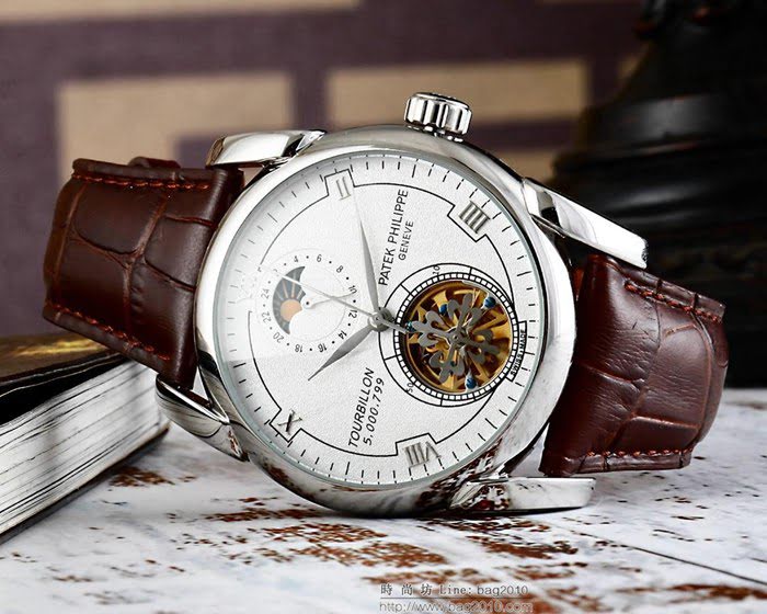 百達翡麗PATEK PHILPPE 全自動機械機芯 316精鋼表殼 進口小牛皮錶帶 男士腕表  wssb3676